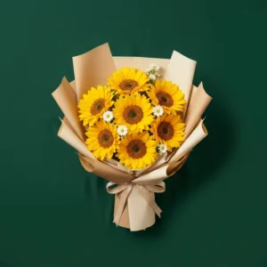 7 Sunflowers with Imported Aster — Premium Wrap