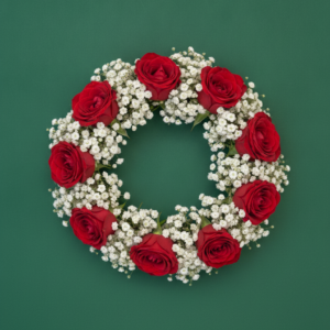 Bridal Gajra - Floral Wrist Bangle with Red Roses & Baby's Breath