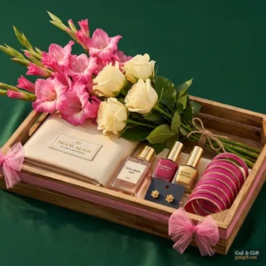 Luxury Gift Hamper — Suit, Perfume, Jewellery & Flowers