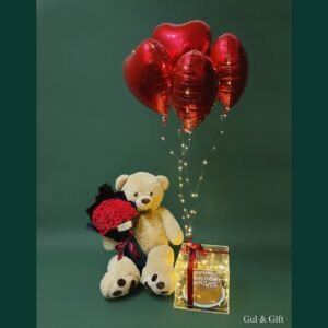 3-Feet Teddy Bear Birthday Set with Roses, Balloons & Layer Cake