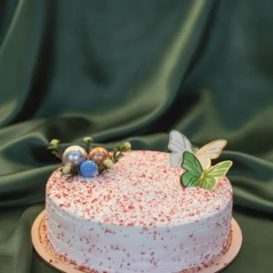 2-Pound Red Velvet Birthday Cake — Butterfly Topper & Velvet Crumble Finish