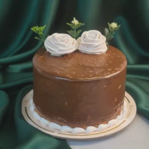 1-Pound Chocolate Caramel Cake with White Rose Topping
