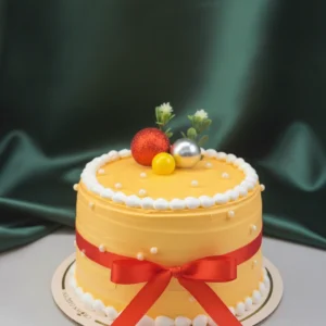1-Pound Festive Orange Cake — Red Ribbon & Celebration Ball Toppers